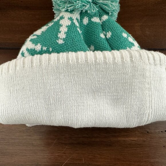 Patagonia Women's Powder Town Beanie Green/White Snowflake - Picture 3 of 3